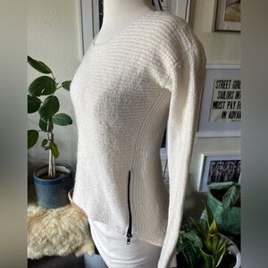 BAR III Off White Asymmetrical Beauford Knit Sweater Side Zip Womens - Size S